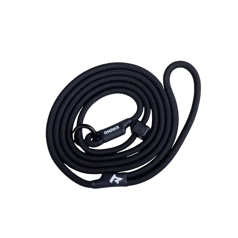Black Slip Leash climbing rope with O-ring and adjustable stopper, RNRK9