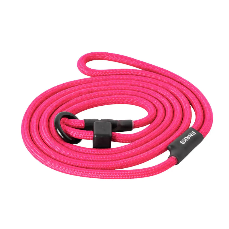 Hot Pink Slip Leash climbing rope with O-ring and adjustable stopper, Pink For A Purpose, RNRK9