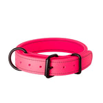 Neon Pink 1.5" Trial Collar in BioThane with black roller buckle and D-ring, RNRK9