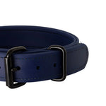 Close-up of navy 1.5" Trial Collar roller buckle and keeper, RNRK9