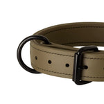Close-up of olive 1.5" Trial Collar D-ring and stitching, RNRK9