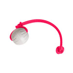 Grey foam ball on knotted pink Grip BioThane rope handle, Pink For A Purpose, RNRK9