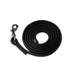 Black BioThane Grip Leash coiled, textured grip surface with stainless steel bolt snap, RNRK9