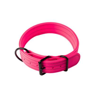 Pink 2" Trial Collar in BioThane with black roller buckle and D-ring, RNRK9